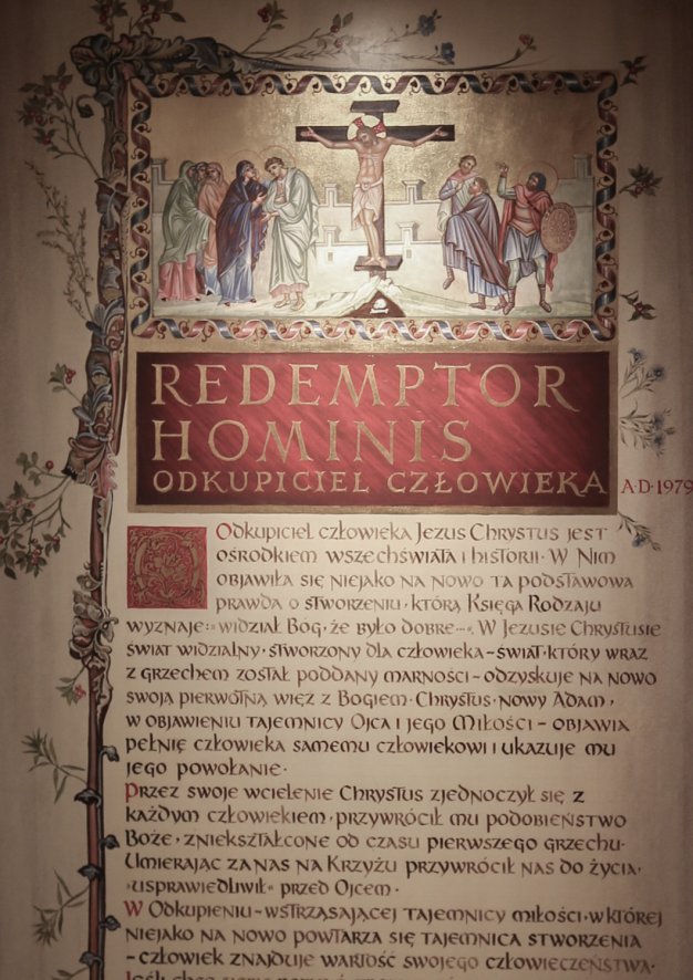 Fragment encykliki Redemptor Hominis z wystawy stałej muzeum