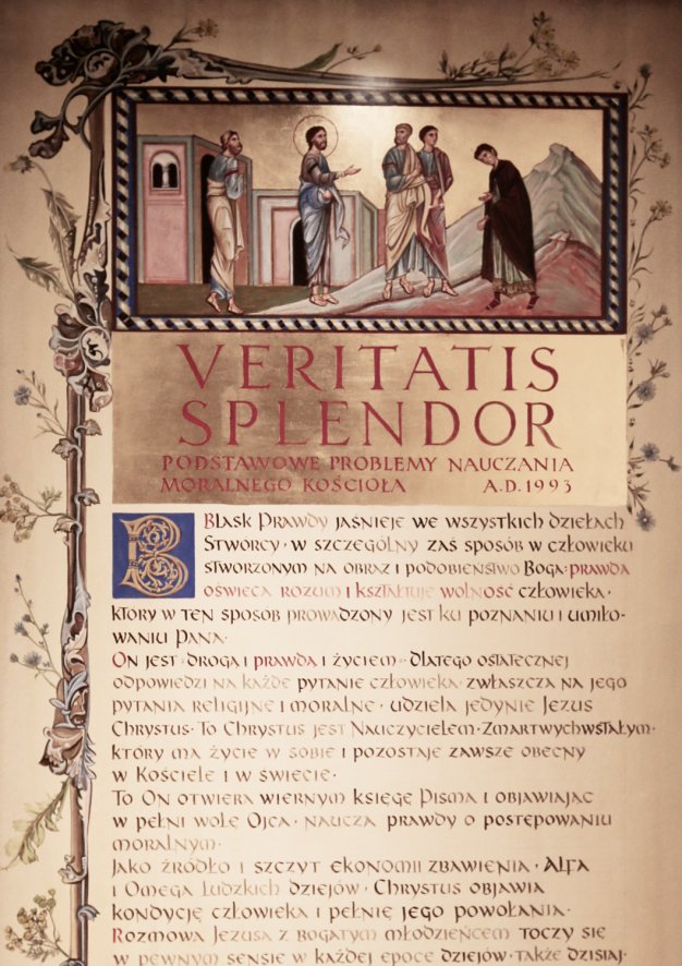 Fragment encykliki Veritatis Splendor z ekspozycji stałej muzeum